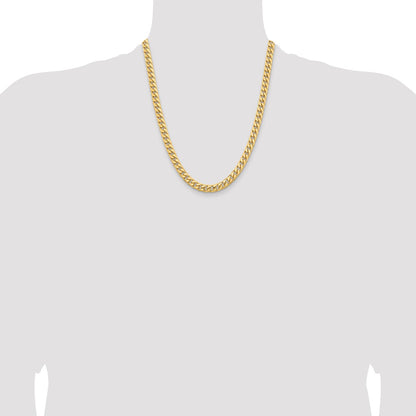 14K 22 inch 6.75mm Solid Miami Cuban Link with Lobster Clasp Chain Necklace