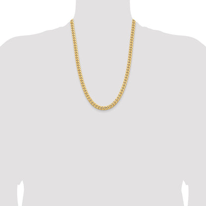 14K 24 inch 6.75mm Solid Miami Cuban Link with Lobster Clasp Chain Necklace