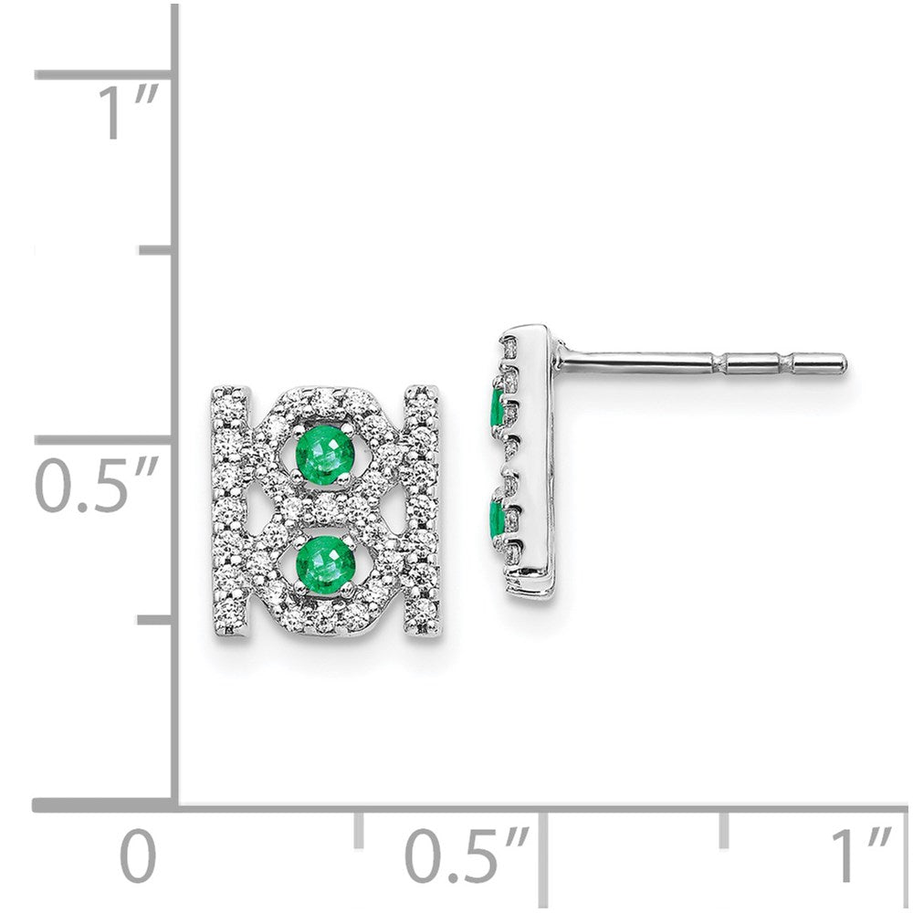 14k White Gold Real Diamond & Emerald Fancy Earrings EM3843-EM-030-WA