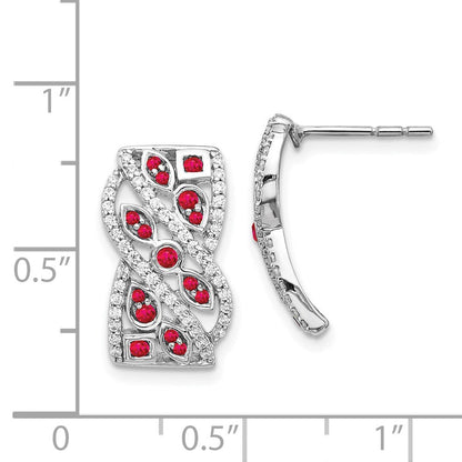 14k White Gold Real Diamond & Ruby Fancy Earrings EM3844-RU-038-WA