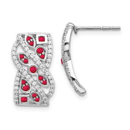 14k White Gold Real Diamond & Ruby Fancy Earrings EM3844-RU-038-WA