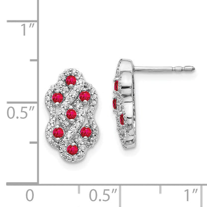 14k White Gold Real Diamond and Ruby Fancy Earrings EM3845-RU-035-WA