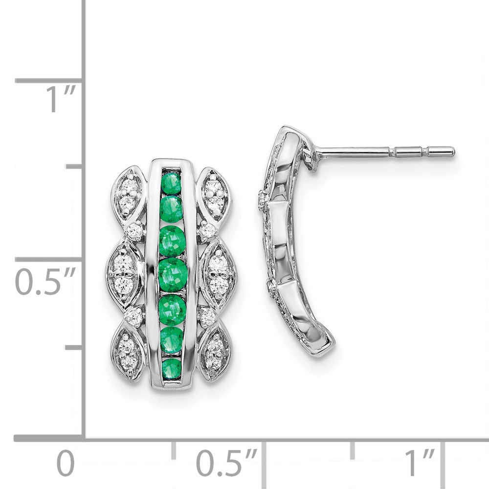 14k White Gold Real Diamond & Emerald Fancy Earrings EM3846-EM-020-WA