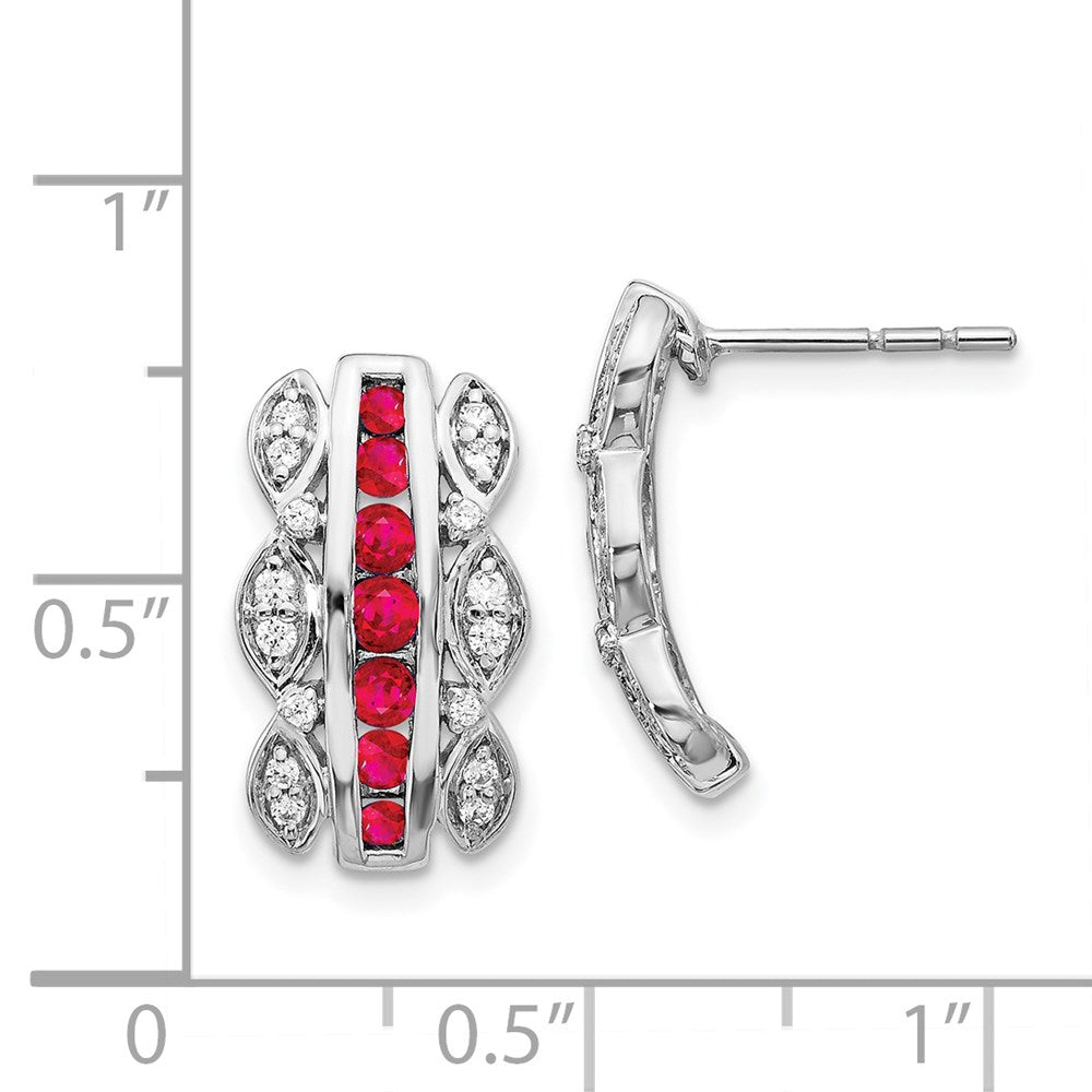 14k White Gold Real Diamond & Ruby Fancy Earrings EM3846-RU-020-WA