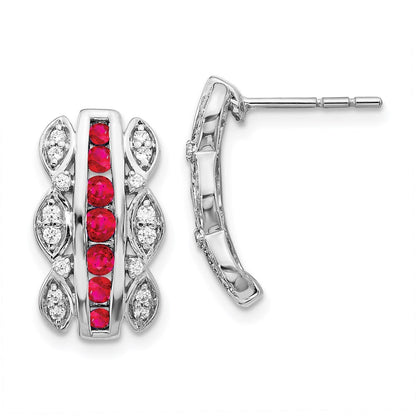 14k White Gold Real Diamond & Ruby Fancy Earrings EM3846-RU-020-WA