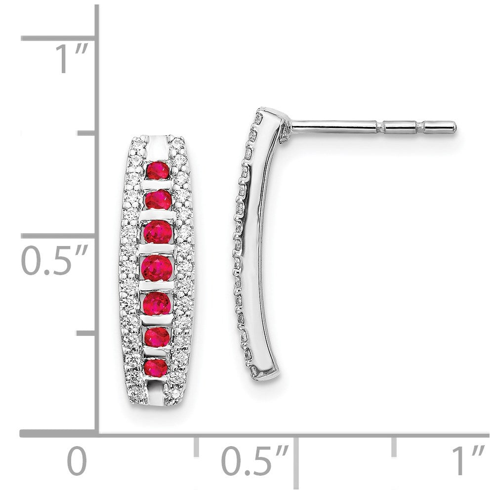 14k White Gold Real Diamond and Ruby Fancy Earrings EM3849-RU-030-WA