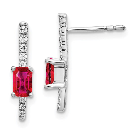 14k White Gold Real Diamond and Ruby Fancy Earrings EM3874-RU-014-WA