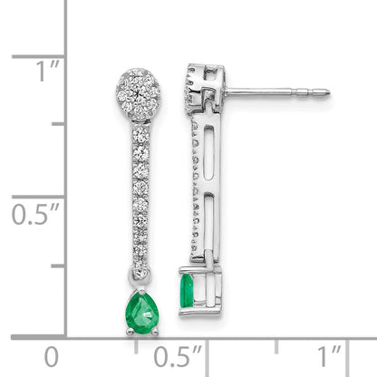 14k White Gold Real Diamond and Emerald Fancy Earrings EM3882-EM-050-WA