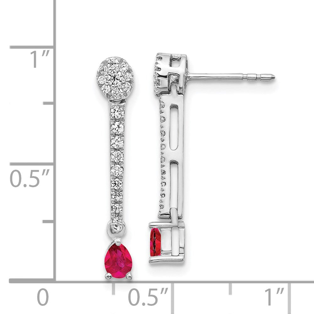 14k White Gold Real Diamond & Ruby Fancy Earrings EM3882-RU-050-WA