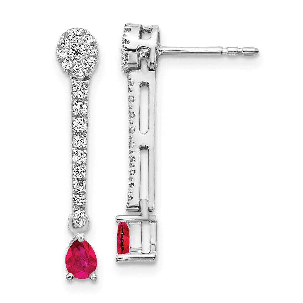 14k White Gold Real Diamond & Ruby Fancy Earrings EM3882-RU-050-WA