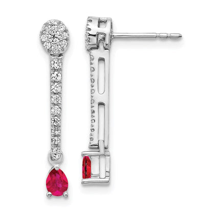 14k White Gold Real Diamond & Ruby Fancy Earrings EM3882-RU-050-WA