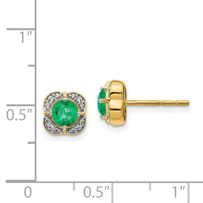Solid 14k Yellow Gold Simulated CZ and Emerald Fancy Earrings