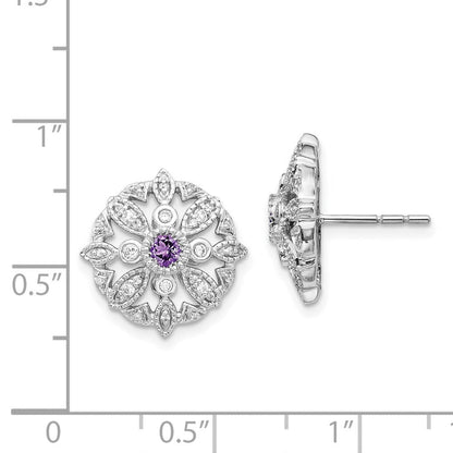 14k White Gold Real Diamond and Amethyst Fancy Earrings EM3942-AM-020-WA