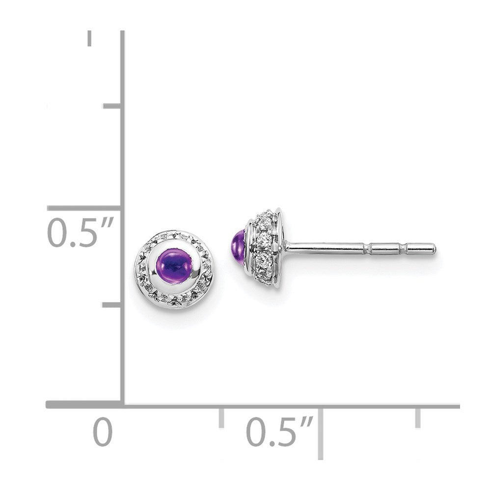 14k White Gold Real Diamond and Cabochon Amethyst Earrings EM4030-AM-010-WA
