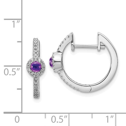 14k White Gold Real Diamond and Cabochon Amethyst Earrings EM4031-AM-020-WA
