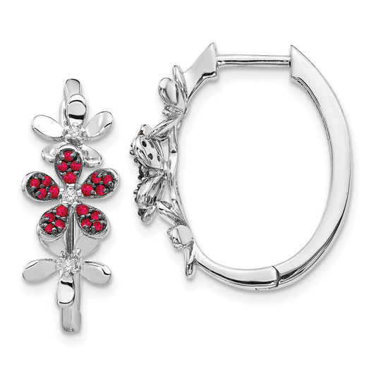 14k White Gold Real Diamond and Ruby Earrings EM4044-RU-006-WA