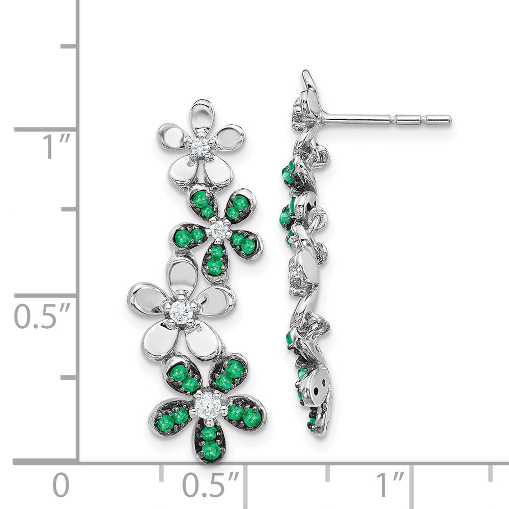 14k White Gold Real Diamond and Emerald Earrings EM4045-EM-016-WA