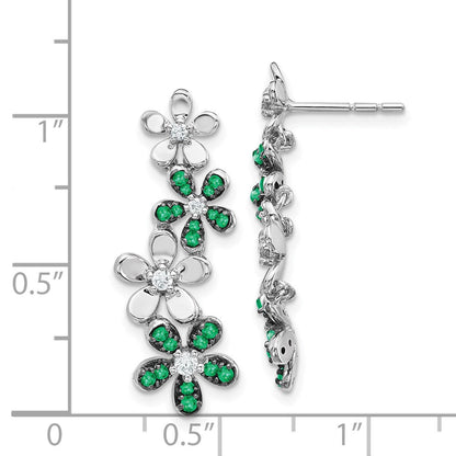 14k White Gold Real Diamond and Emerald Earrings EM4045-EM-016-WA