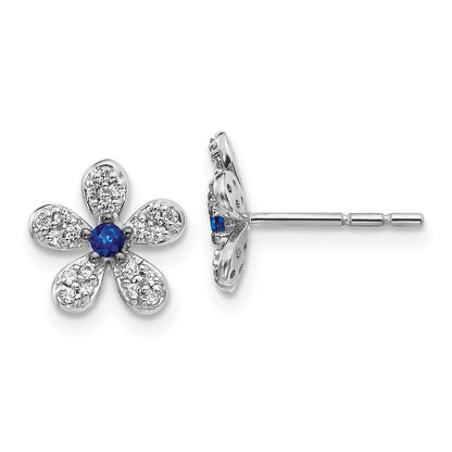 14k White Gold Real Diamond and Sapphire Earrings EM4046-SA-016-WA