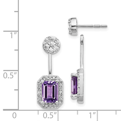 14k White Gold Real Diamond/Amethyst Front/Back Earrings EM4195-AM-062-WA