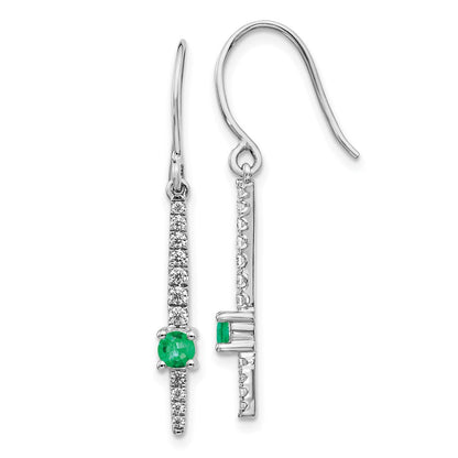 14k White Gold Real Diamond & Emerald Fancy Earrings EM4228-EM-050-WA