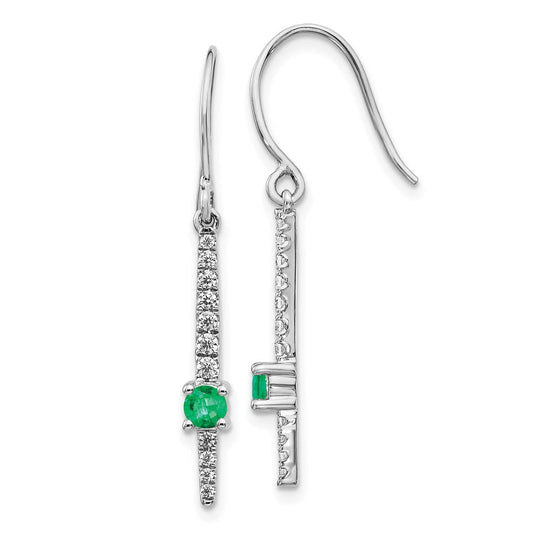 14k White Gold Real Diamond & Emerald Fancy Earrings EM4228-EM-050-WA