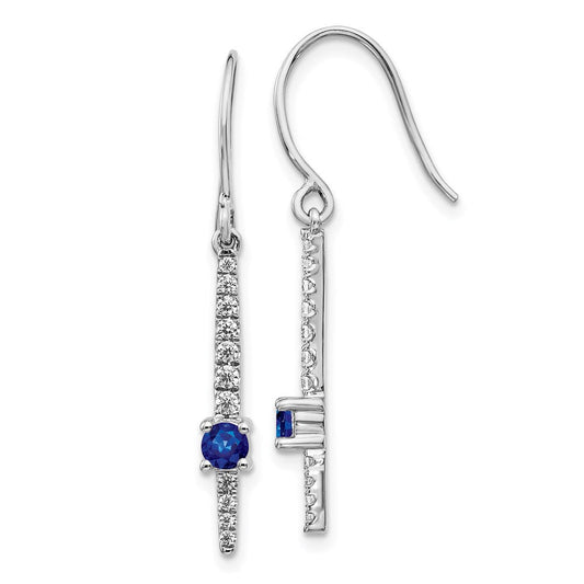 14k White Gold Real Diamond and Sapphire Fancy Earrings EM4228-SA-050-WA