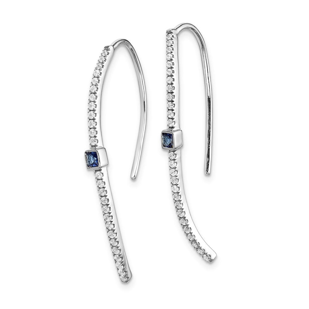 14k White Gold Real Diamond and Sapphire Earrings EM4312-SA-033-WA