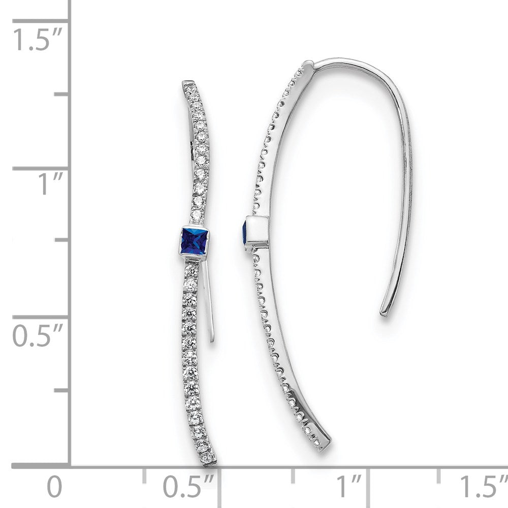 14k White Gold Real Diamond and Sapphire Earrings EM4312-SA-033-WA