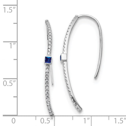 14k White Gold Real Diamond and Sapphire Earrings EM4312-SA-033-WA