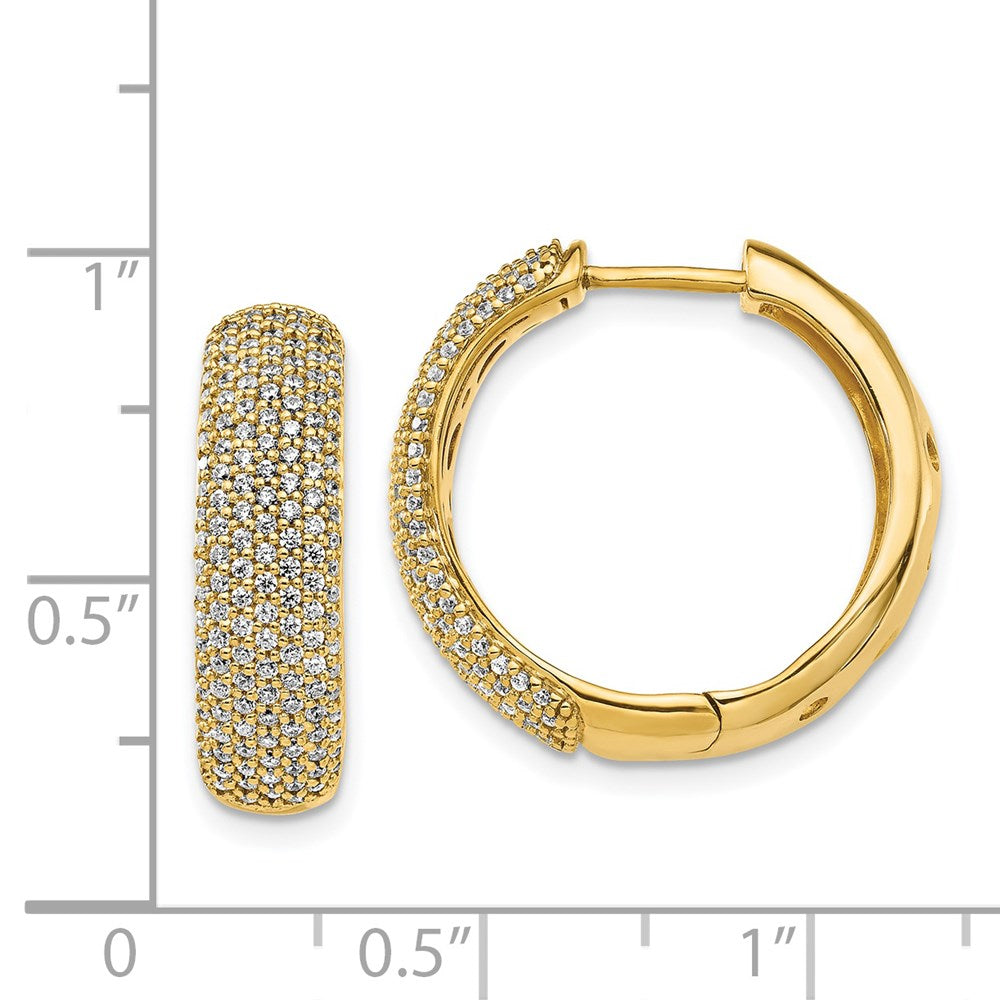 14k Yellow Gold Real Diamond Hinged Hoop Earrings EM5382-100-YA