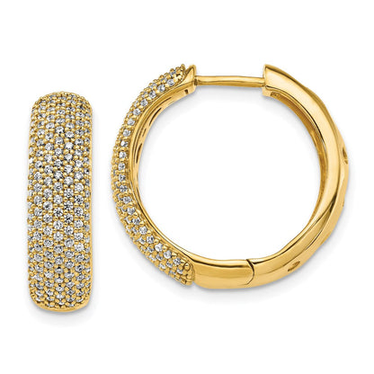 14k Yellow Gold Real Diamond Hinged Hoop Earrings EM5382-100-YA