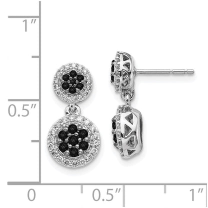 14k White Gold Black/White Real Diamond Cluster Dangle Earrings EM5487-075-WA