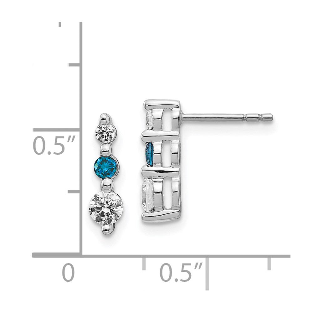 14k White Gold Blue/White Real Diamond Earrings EM5497-BD-062-WA