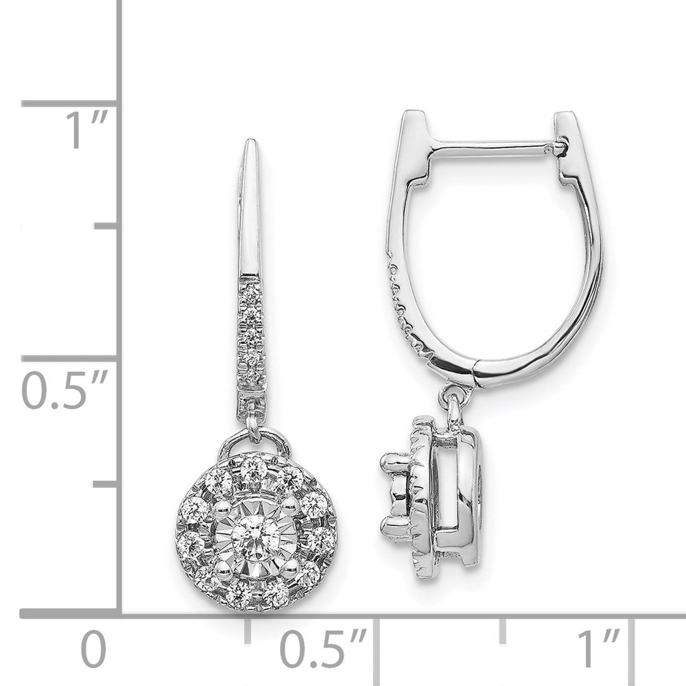 14k White Gold 0.35ct Dia. Round Dangle Hinged Hoop Earrings
