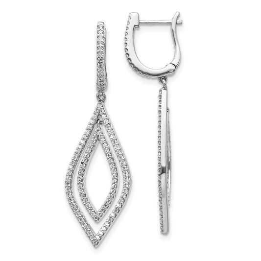 14k White Gold Real Diamond Teardrop Hinged Dangle Earrings EM5562-075-WA