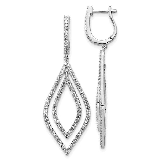 14k White Gold Real Diamond Teardrop Hinged Dangle Earrings EM5562-110-WA