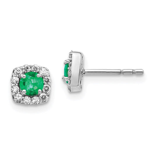 14k White Gold Real Diamond & Emerald Earrings XE3231E/A
