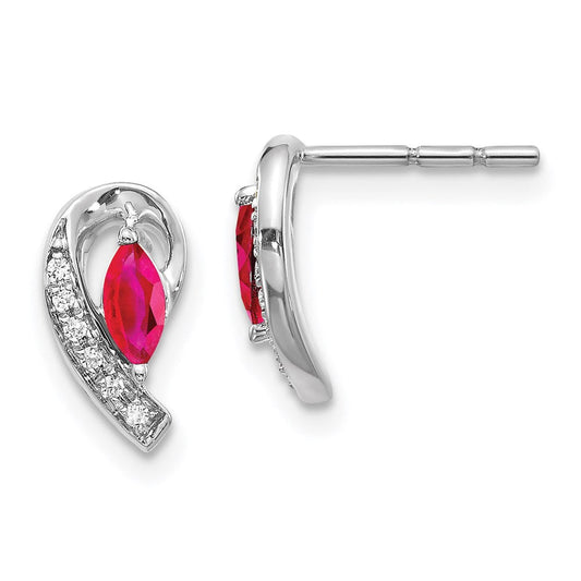 14k White Gold Real Diamond and Ruby Earrings EM5592-RU-005-WA