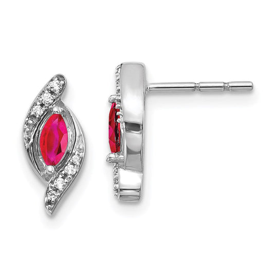 14k White Gold Real Diamond and Ruby Earrings EM5594-RU-007-WA