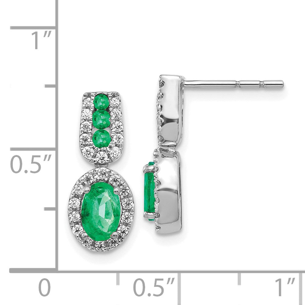 14k White Gold 1/3Ct Real Diamond and Emerald Earrings EM5597-EM-033-WA
