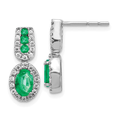 14k White Gold 1/3Ct Real Diamond and Emerald Earrings EM5597-EM-033-WA