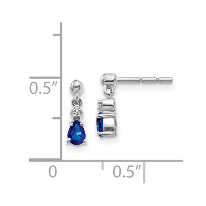 14k White Gold Blue Sapphire and Real Diamond Dangle Post Earrings EM5617-SA-001-WA