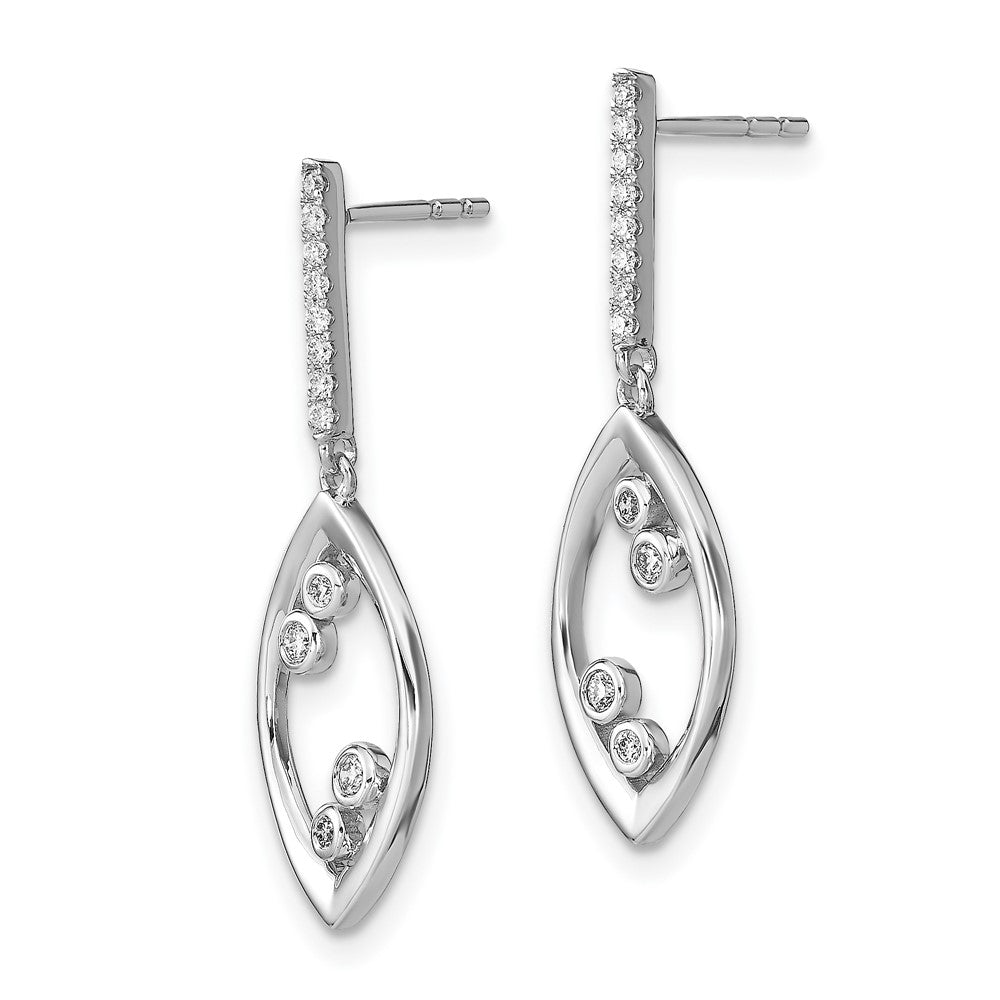 14k White Gold Polished Fancy Dangle Real Diamond Post Earrings EM6826-016-WA