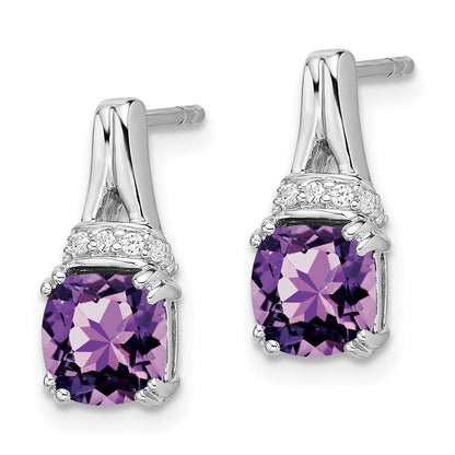 14k White Gold Amethyst and Real Diamond Earrings EM7074-AM-007-WA