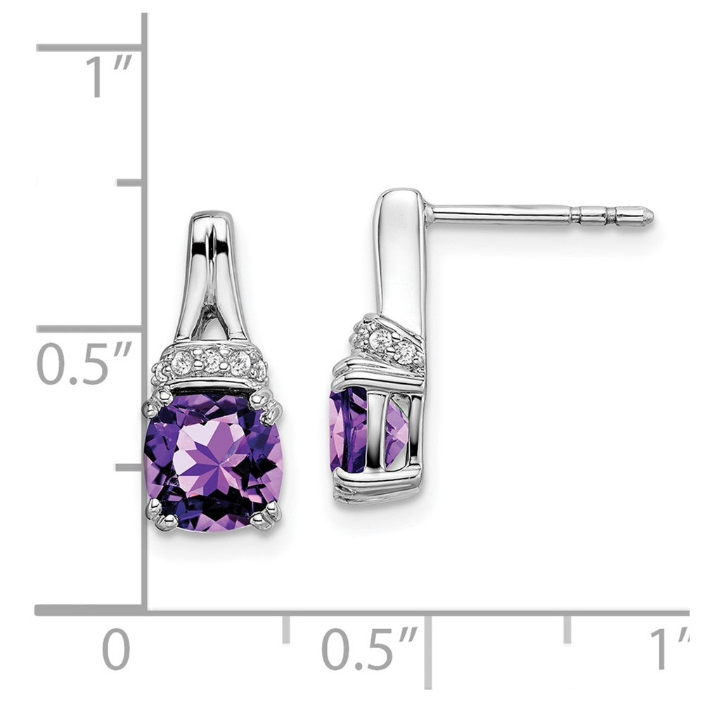 14k White Gold Amethyst and Real Diamond Earrings EM7074-AM-007-WA