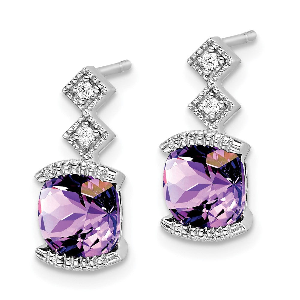 14k White Gold Amethyst and Real Diamond Earrings EM7081-AM-004-WA