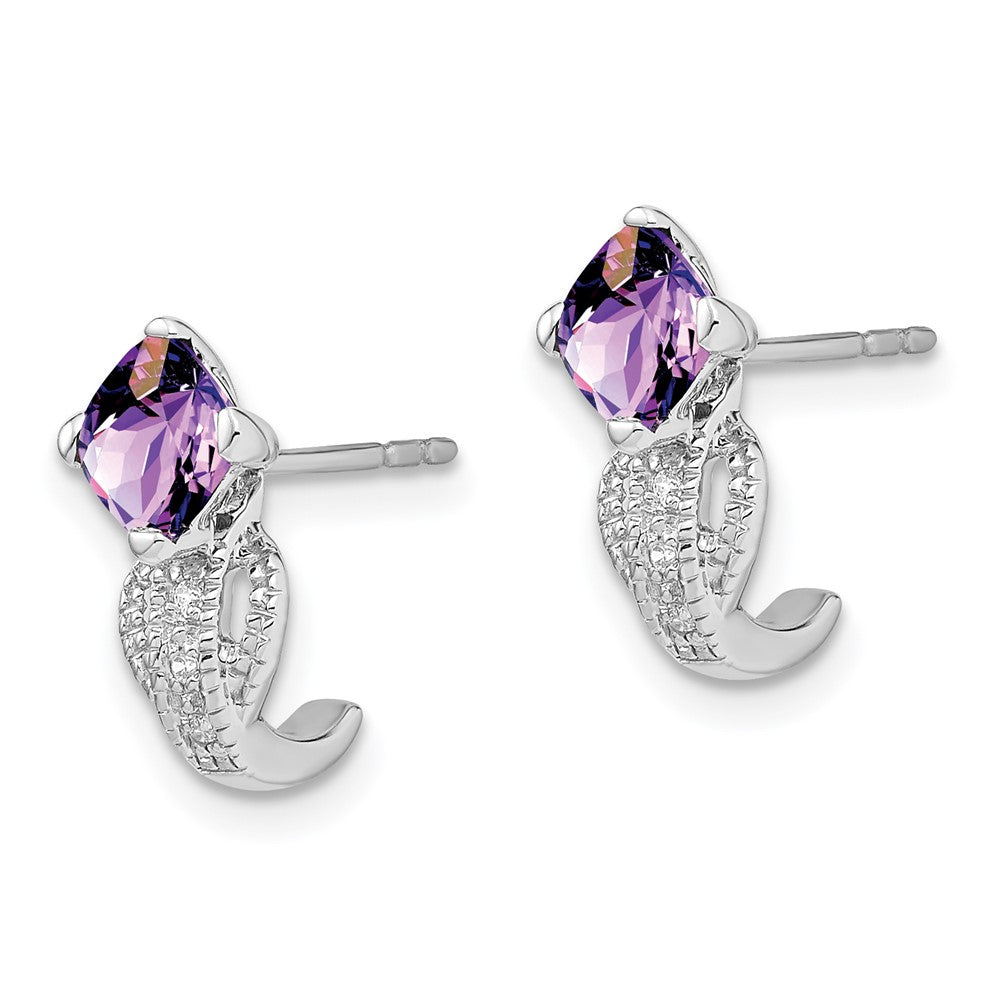 14k White Gold Amethyst and Real Diamond Earrings EM7086-AM-003-WA