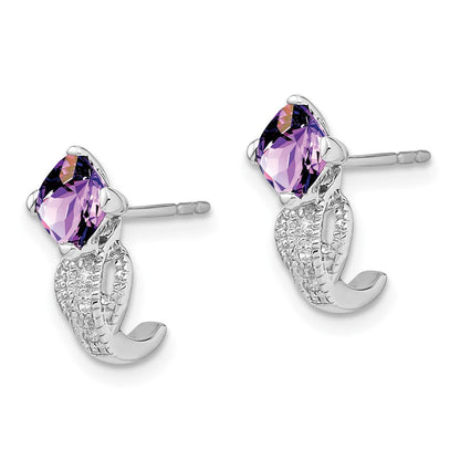 14k White Gold Amethyst and Real Diamond Earrings EM7086-AM-003-WA