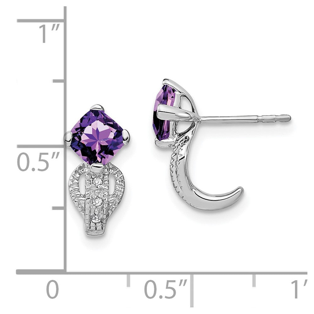 14k White Gold Amethyst and Real Diamond Earrings EM7086-AM-003-WA